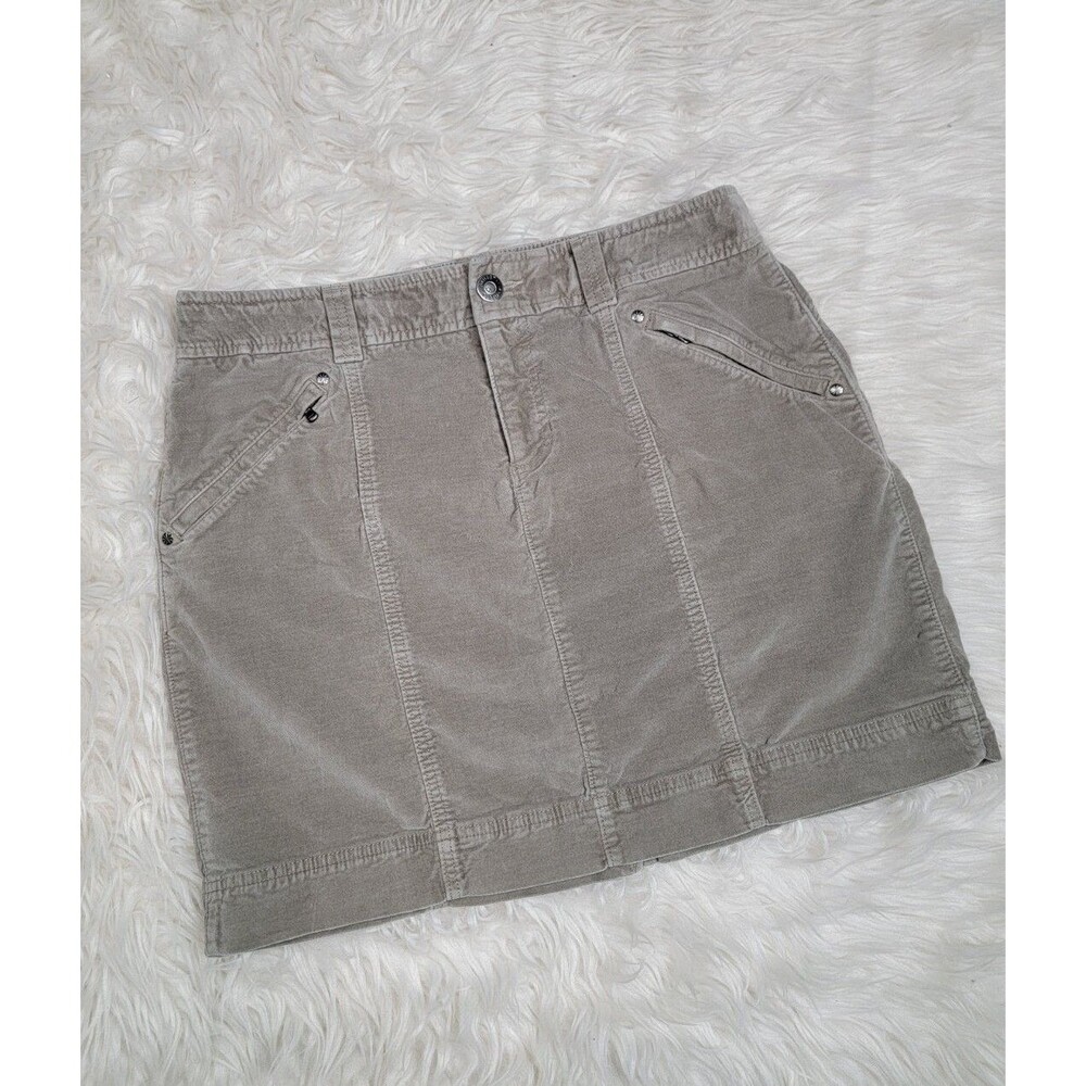 Athleta Women's Size 12 Velour Skirt Short Zipper Pockets Gray Stretch Cotton G